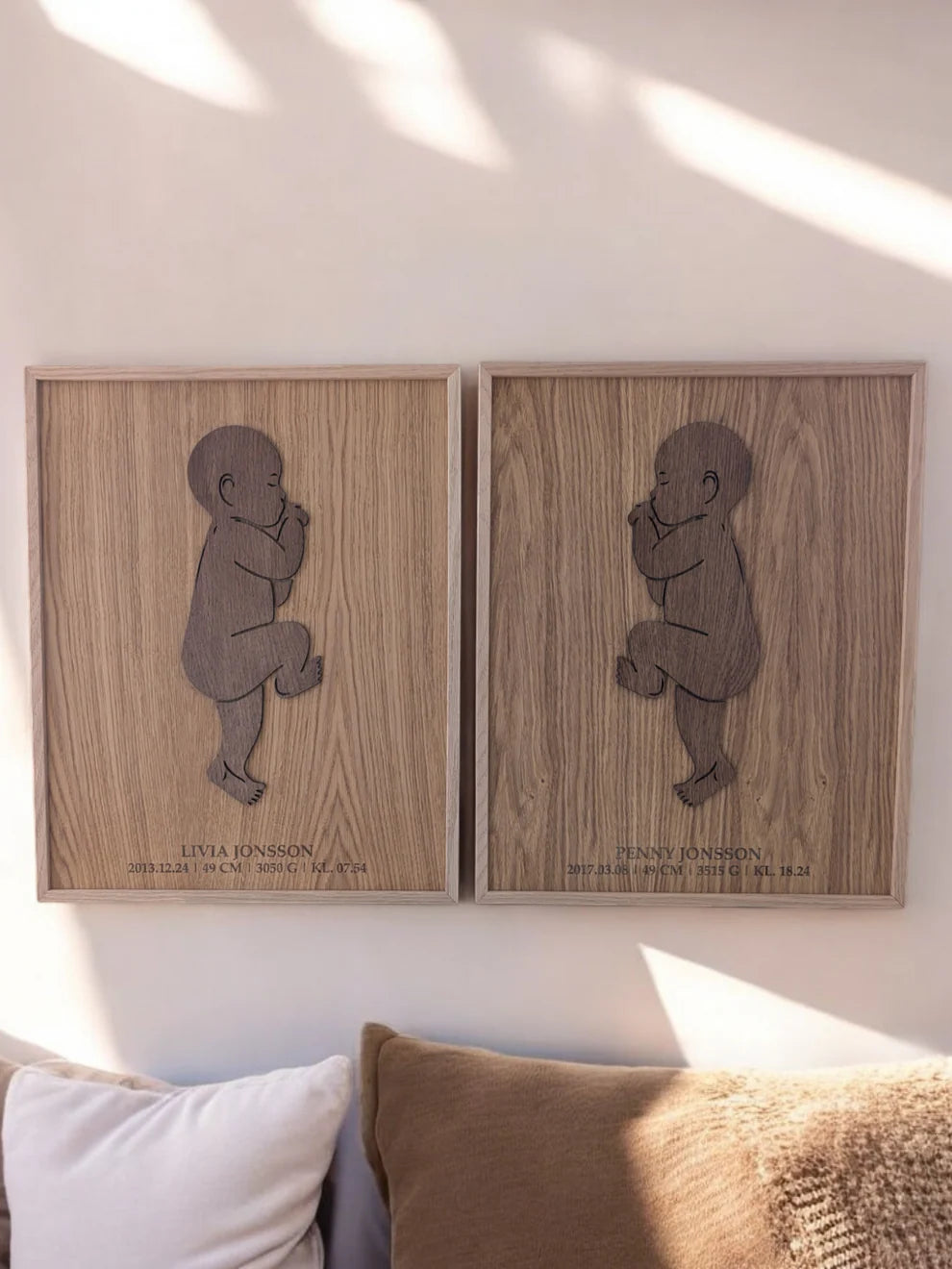 Födelsetavla bebis vänd åt höger